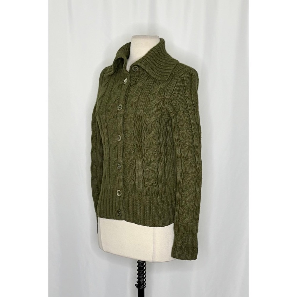 Vintage J. CREW Cable Knit Shawl Collar Cardigan Sweater‎ Wool Cashmere X-Small - Picture 7 of 14